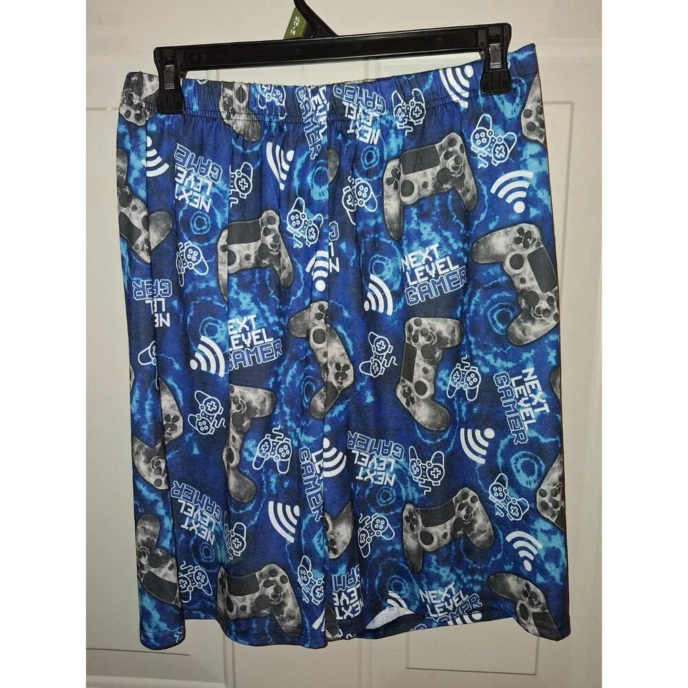 PJ Place Gamer Pajama Shorts Youth XL 16 Blue Next Level Gamer Game Controller
